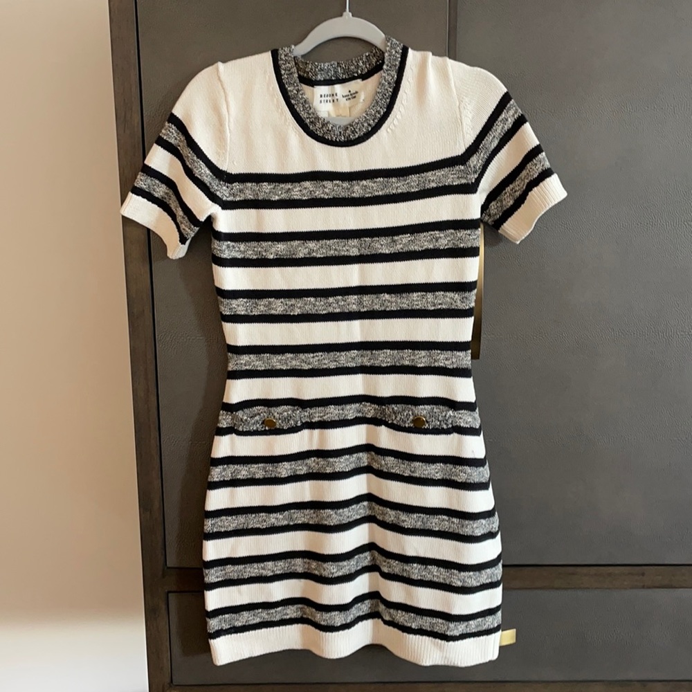 Kate Spade Black and White Stripe Sweater Dress